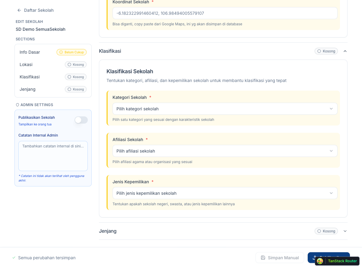 Classification section